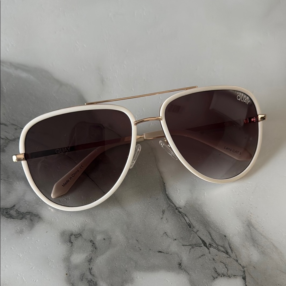 Quay White and Gold Sunglasses